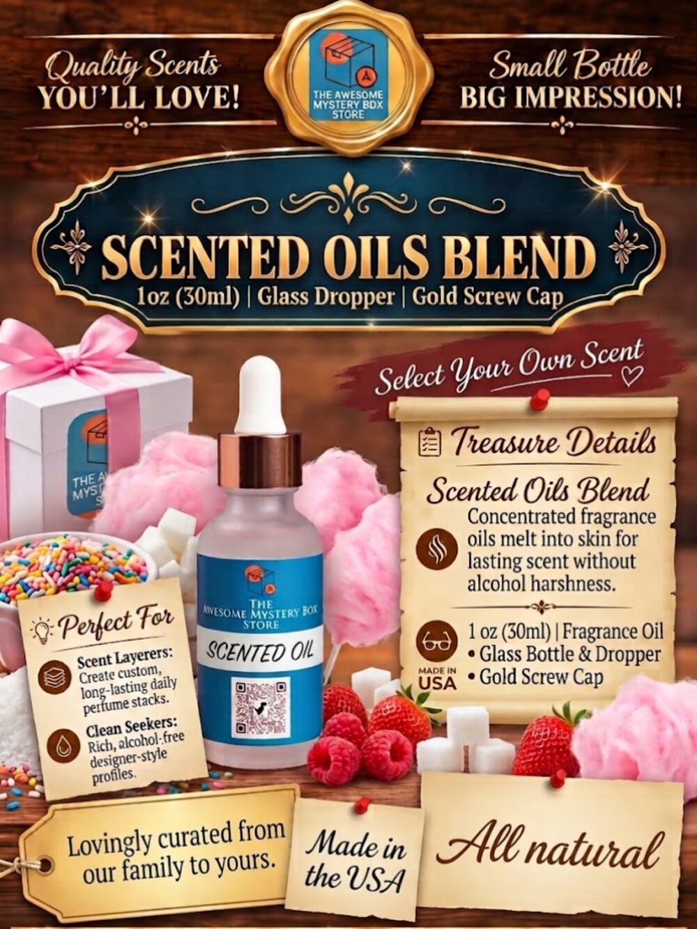 Body Oils Blend Glass Dropper 1oz. 30ml | Pick Your Scent | Made in USA